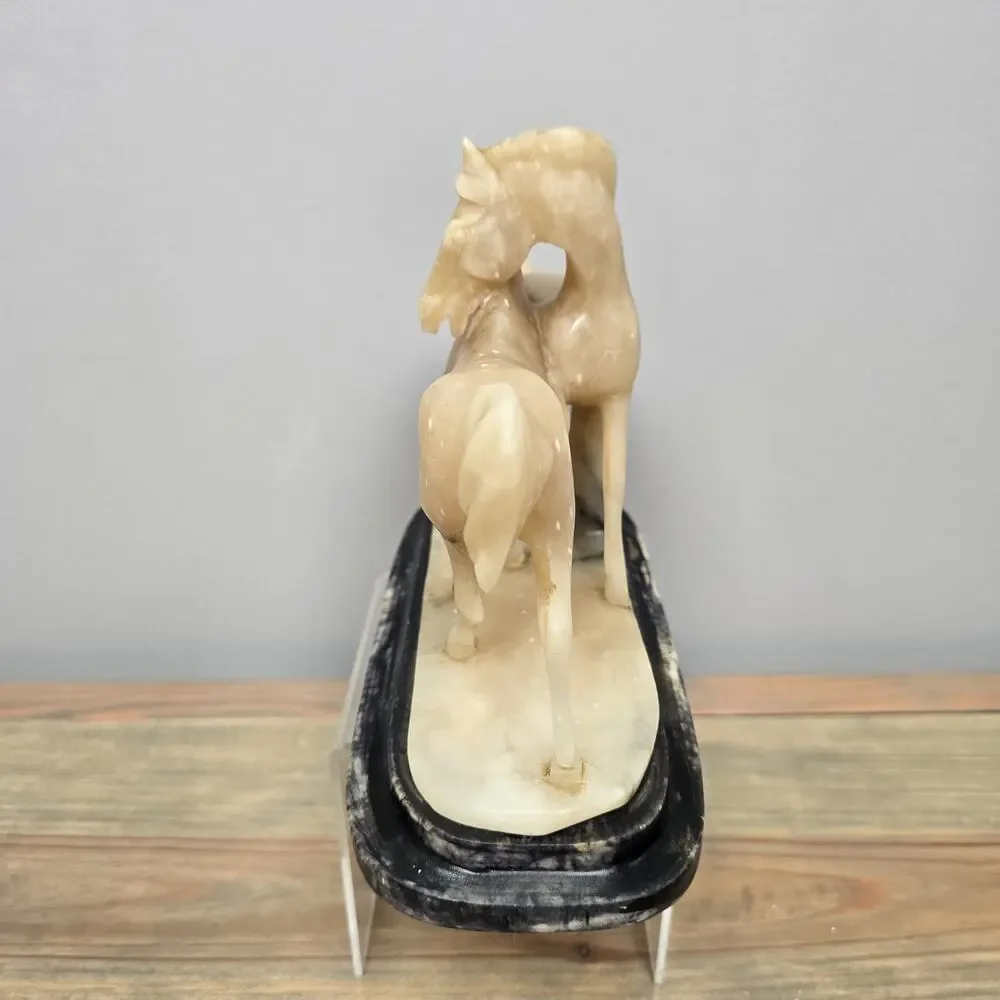 Vintage Italian Alabaster Horse Carving / White Horse Statue